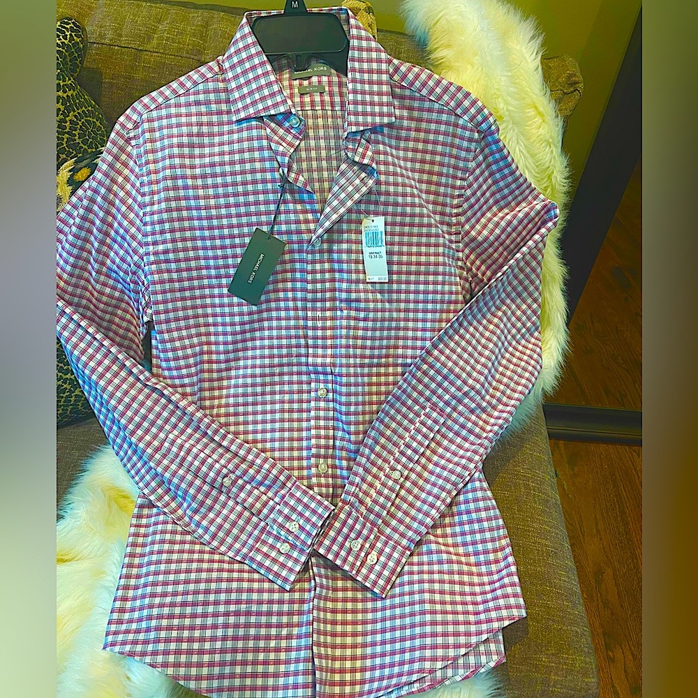 NWT Mens button down dress Michael Kors shirt size 15 (34-35) M / slim fit